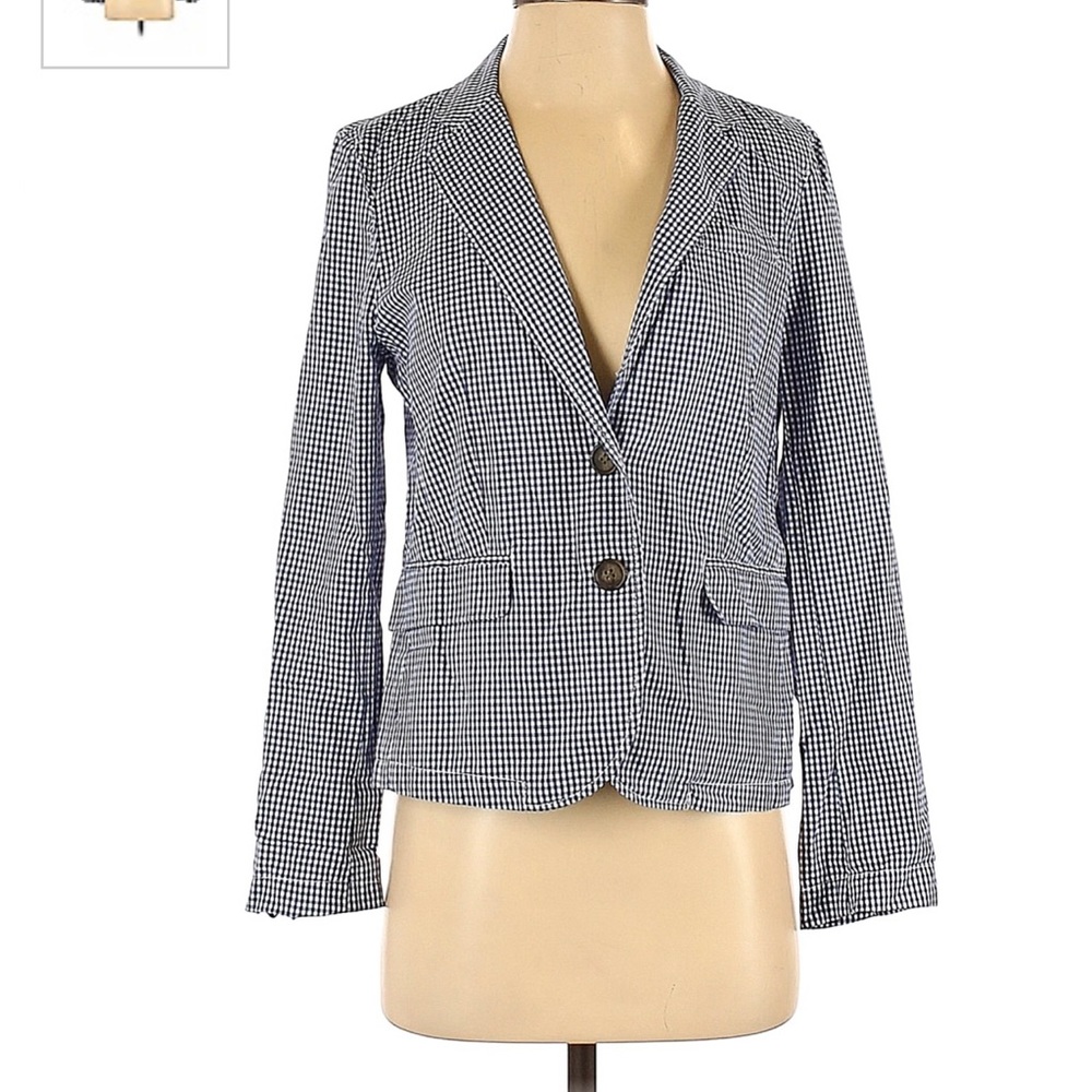 Like new J.Crew navy gingham blazer -size 12